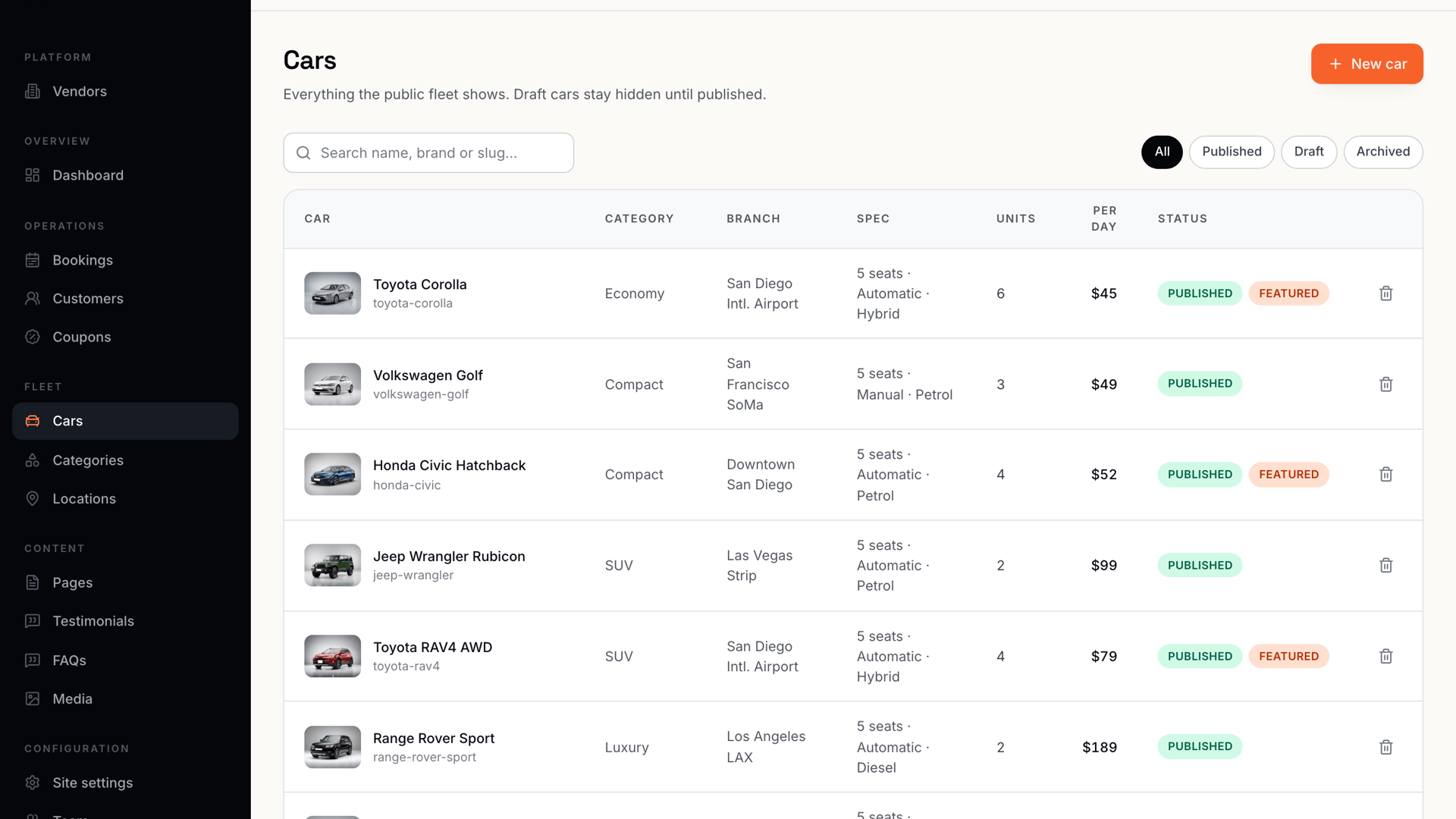 Fleet CMS & Vehicle Management